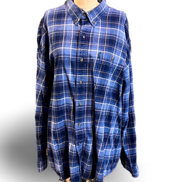 gh bass Other - Vintage GH Bass Co soft blue tartan plaid flannel button down shirt outdoorsy